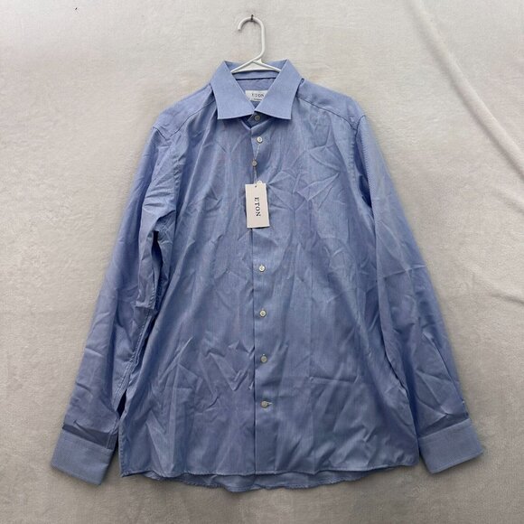 Etón Other - Eton Dress Shirt Mens 44 17.5 Blue Contemporary Business Casual Button Up